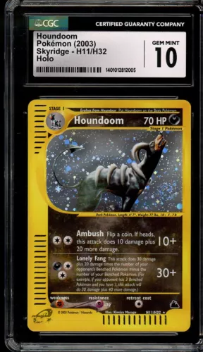 2003 Pokémon Houndoom Skyridge Holo Rare #H11 CGC 10 Gem Mint W/ Swirl!