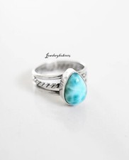 Pear Beautiful Larimar Gemstone 925Sterling Silver Handmade Ring All Size Sr303