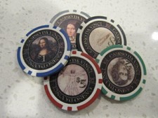 Lote de fichas de casino Da Vinci + fichas de póker de Las Vegas GRATIS excelentes marcadores de pelotas de golf