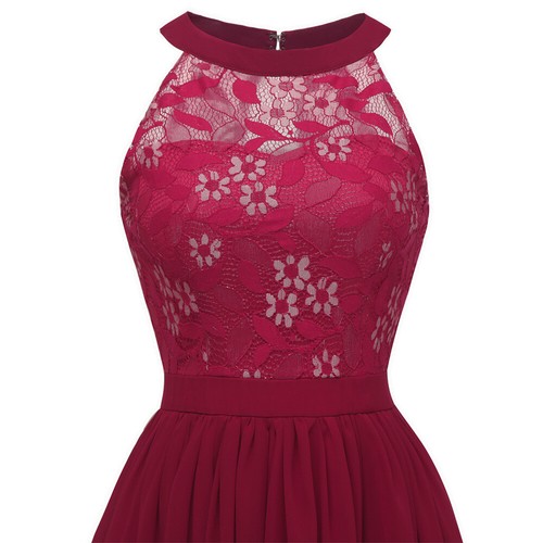 Vestido de Encaje Cóctel Noche Baile Vestido Noche Boda Dama de honor Baile de graduación Halter Nuevo - Imagen 23 de 40