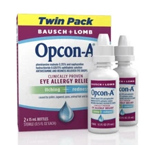 Bausch + Lomb Opcon-A Eye Allergy Relief Itching & Redness  Eye Drops Twin Pack