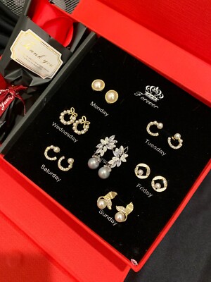 Handmade 7 Days of the Week Earrings Set - Weekly Jewelry Gift Set Style #121