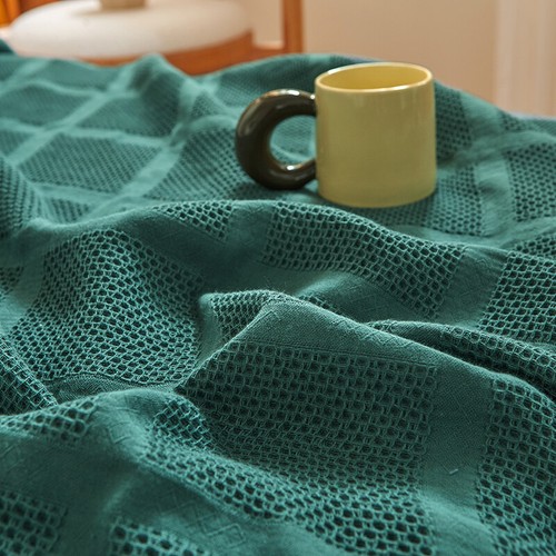 Cotton Blanket Honeycomb Towel Quilt Outdoor Waffle Gauze Travel Throw Blanket - Picture 7 of 18