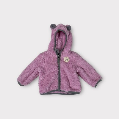 Pink North Face Born to Explore Hooded Zip Fleece Baby Infant Girls 3-6 Months