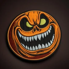 Jack-O-Lantern Patch Iron-on Applique Halloween Badge Pumpkin Skeleton