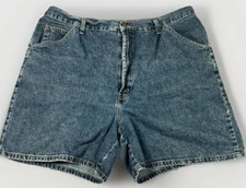 French Dressing Womens Jeans Shorts Size 18 Med Wash Blue Denim Rolled Cuff