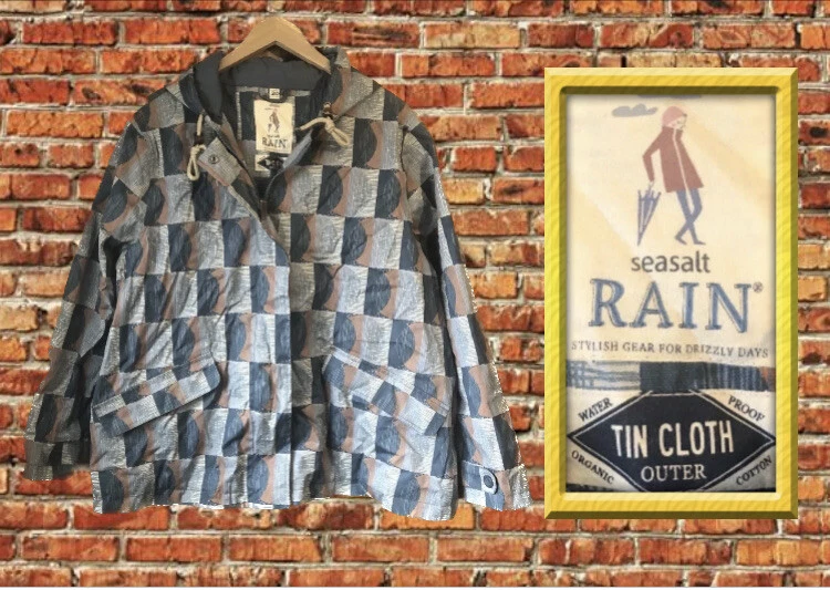 SEASALT Greenaway Tin Cloth Waterproof Organic Cotton Rain Coat U.K. 20 VGC