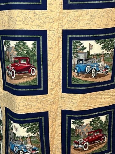 Cranston Antique Cars Quilting Car Blocks Cotton 67"x41" - Picture 3 of 8