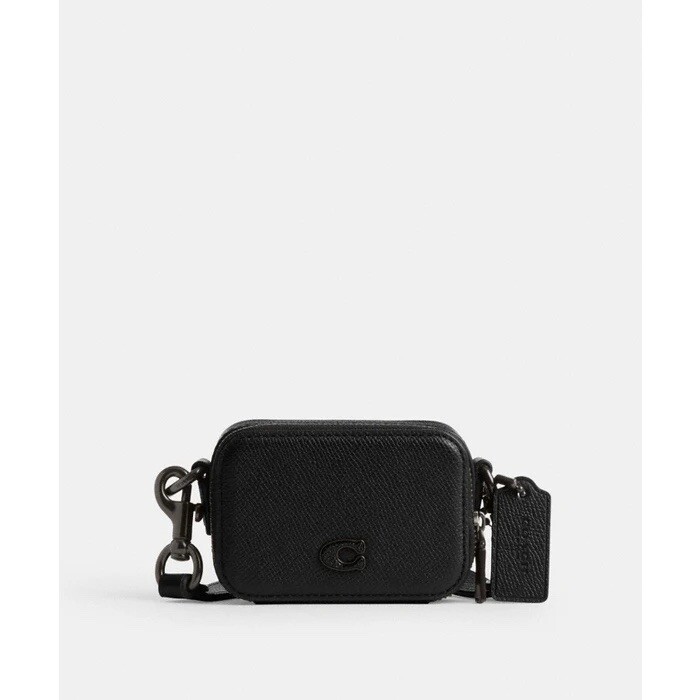 バッグ Coach Accessory Pouch Bag Black COACH Black Patent Shiny Leather F15658 Handbag Purse