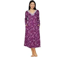 Carole Hochman Etched Floral Interlock Long Gown-Magenta-2X-A294057