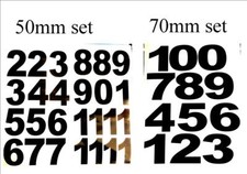 Numbers 0 - 9, 50mm or 70mm Vinyl  STICKERS STICKY DECALS 2 SHEETS, Craft, etc.