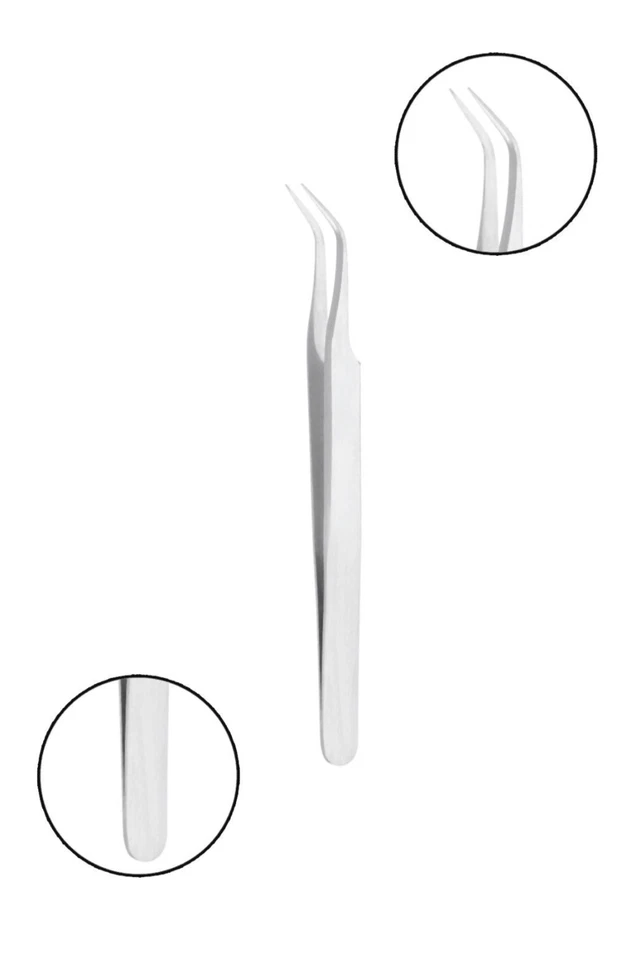 10 Pinzetten Greifpinzette Zeckenpinzette Kosmetik Pinzette gebogen Edelstahl RF - Bild 2 von 4