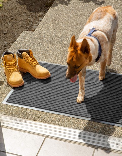 Durable 22x60 Charcoal Utility Rug Indoor Outdoor Low Profile Non Slip Mat - Picture 5 of 6