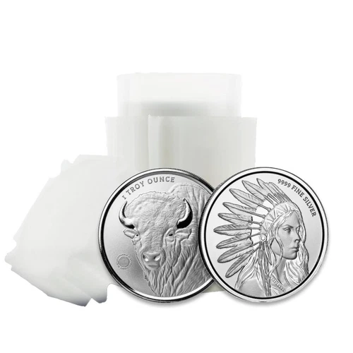 20 x 1 oz Silver Rounds - Buffalo Girl .9999 Silver Bullion Rounds in Tube #A680