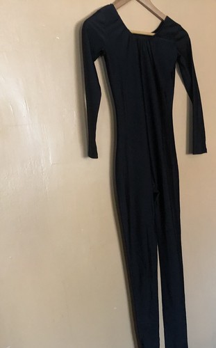 Junior Girl's Size Small Leotard Body Suit Full Body Shiny Black Long Sleeve - Picture 8 of 12