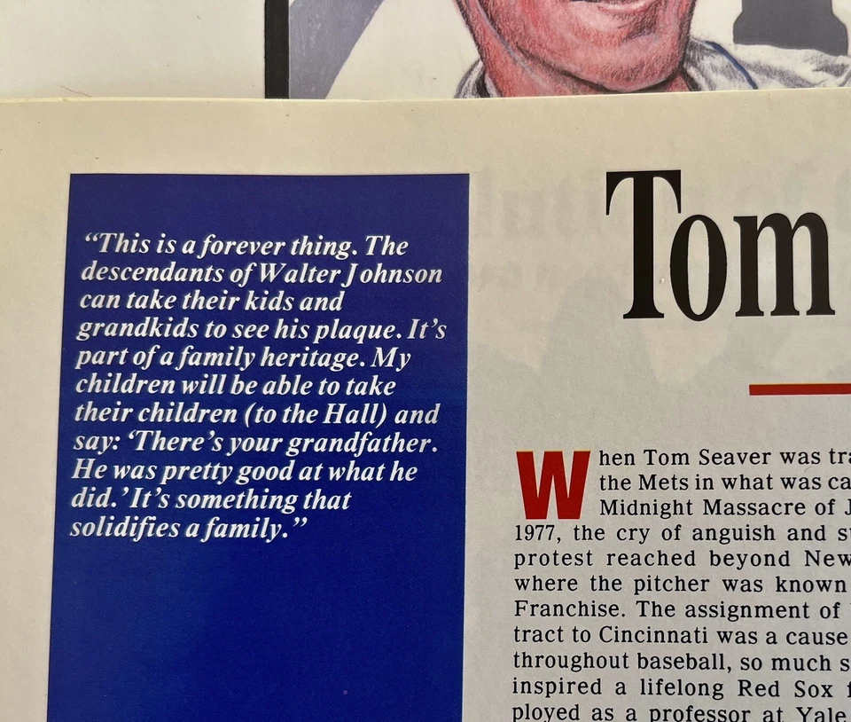 TOM SEAVER 1992 HOF Program AND Poster Of 1969 Seaver Lithograph By Paul Madden - Image 3 of 4