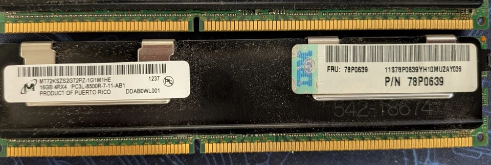 IBM 64GB Kit (4x16GB) PC3-8500 4RX4 DDR3-1066MHz ECC Reg Memory PN: 78P0639 - Image 2 of 2