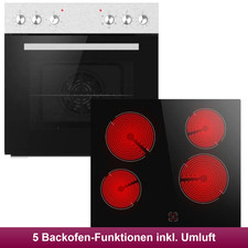 Einbauherdset Edelstahl Glaskeramikkochfeld U...