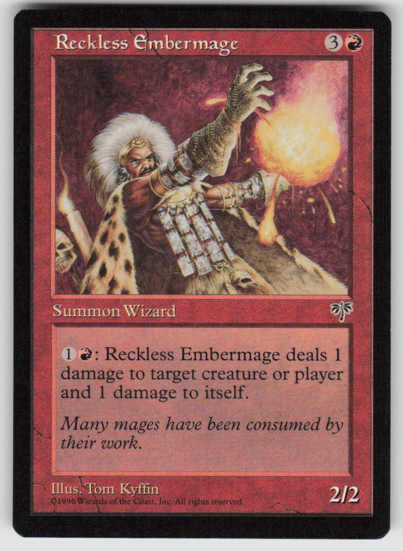 Reckless Embermage Rare Mirage 189 MTG Heavily Played