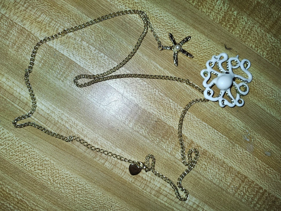 Collar Joyería Betsey Johnson Vintage Dije Ojos Cristal Azul Foto 4 de 4