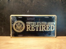 US ARMY RETIRED HIGH QUALITY METAL LICENSE PLATE - MADE IN THE USA!,still Sealed
