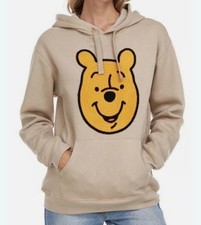 Disney Winnie The Pooh Hoodie Womens M Sand Fleece Sweatshirt Bear Face Graphic