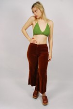60s Bell Bottoms 26 orange brown flare pants vintage velvet boho hippie disco