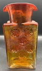 Vtg Blenko Glass 6812 Tangerine Joel Myers Pinwheel Double Spout Pitcher 9 3/8”