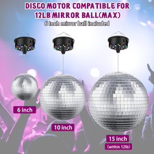Disco Ball Motor Light 5/8/10/15 RPM Variable Rotating Speed Disco Motor 6" LED