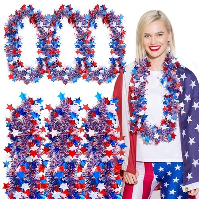 LOLStar 12 Pcs 4th of July Necklaces 4th of July Decorations Red White Blue Star