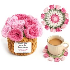 Mum Gifts Handmade Crochet Coaster Flower Pot Shapes Funny Gifts for Women