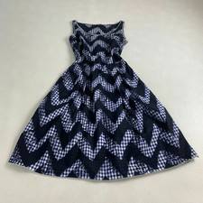 Prada Long Dress, Sleeveless, Gingham Check, Painted Detail, Size 38 JAPAN