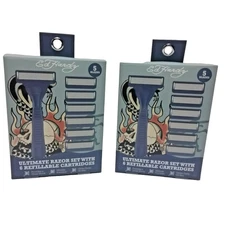 Ed Hardy 5 Blades Ultimate Razor set with 6 Refillable cartridges Double Pack