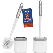 Toilet Brush, 2 Pack Toilet Brush and Holder Set Bathroom Accessories, Toilet...