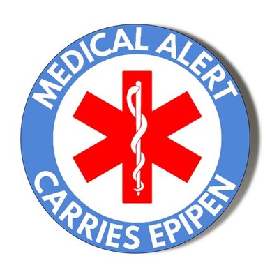 MEDICAL ALERT - TRÄGT EPIPEN (BLAUES DESIGN) 10 x 56 mm Aufkleber
