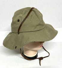 Dorfman Pacific Headwear CO- Size Small- Green Hat W/ Leather Chin Strap, snaps