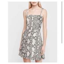 Express Dress Womens Snake Print Fit & Flare Mini Dress Spaghetti Straps Size S