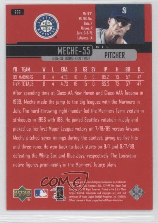 2000 Upper Deck UD Exclusives Silver /100 Gil Meche #233 - Image 2 of 2