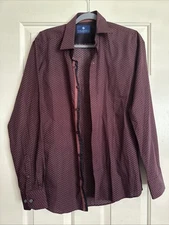 Ryan Seacrest Distinction Men’s slim Fit Maroon Dress Shirt Size Small