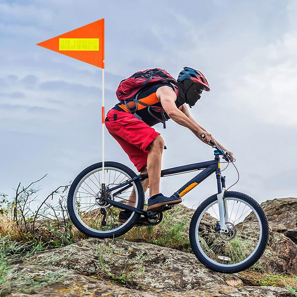 6 PIEZAS Bandera Naranja de Seguridad para Bicicleta, Banderas para Bicicleta con Poste para Seguridad 6 Pies Seguridad para Bicicleta Foto 4 de 4