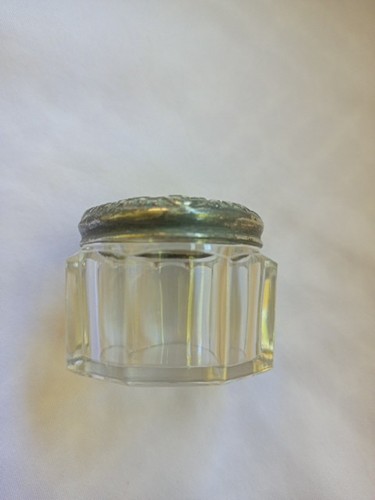 Antike Jugendstil Glas Kommode Gefäß Sterling Silber Deckel Fehler - Bild 3 von 13