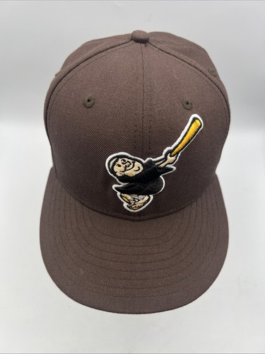 New Era 59Fifty San Diego Padres Hat Cooperstown Swinging Friar 7 Fitted Brown - Picture 6 of 13