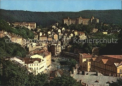 Karlovy Vary Pohled na ricku Teplou a Vridlo Tepla River with Bubbles Hotel Imper