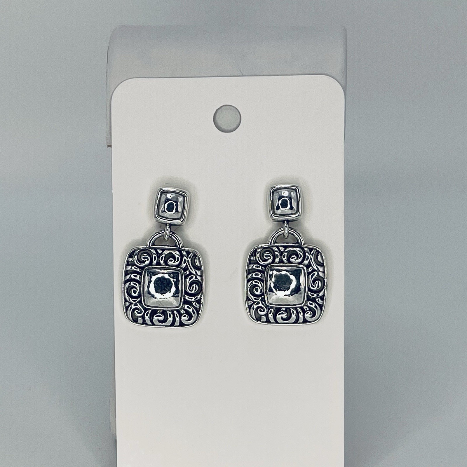 Brighton Barbados Scroll Square Drop Earrings Sil… - image 5