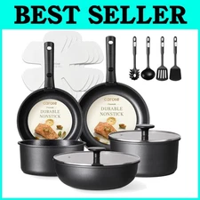 Silicone Handle Cookware Set 17 Piece