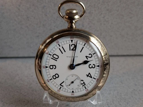 EXCEPTIONAL 18S WALTHAM SANTA FE ROUTE 21J ANTIQUE RR POCKET WATCH~RUNNING