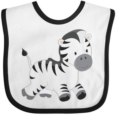 Inktastic Zebra Baby Bib Striped Zoo Animal White Smiling Friendly Clothing