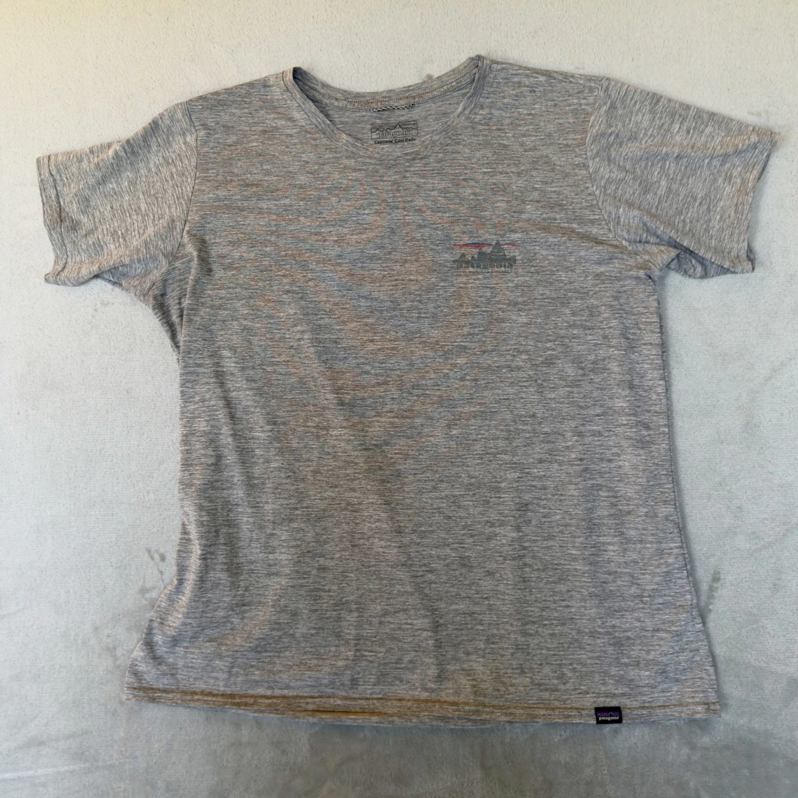 Patagonia Capilene Cool Daily Shirt Mens Large Grey Save Our Home Planet Graphic