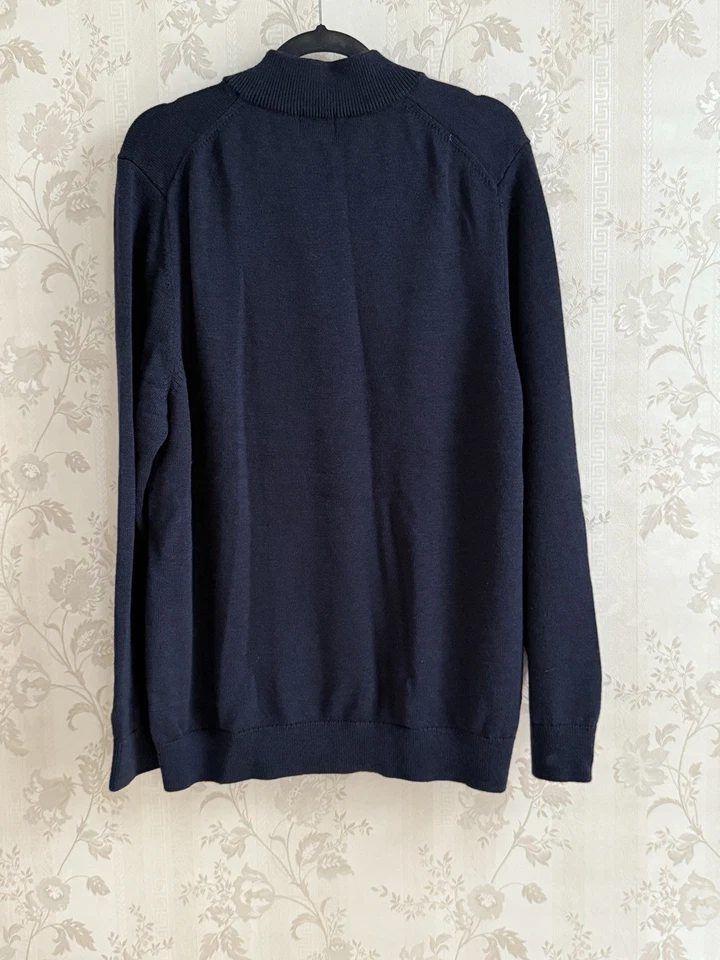 L.L. Bean Wool Sweater Mens Sz XXL 1/4 Zip 100% Merino Wool Navy Blue Preppy - Image 2 of 4