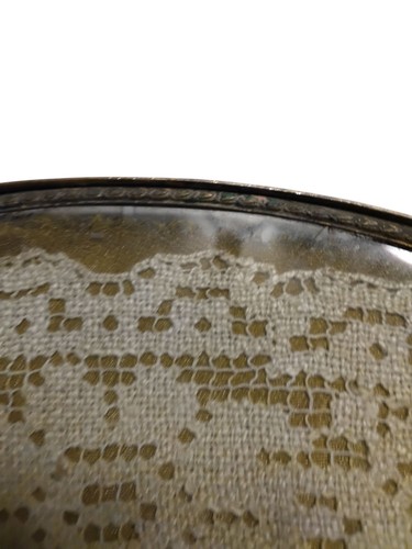 Vintage Victorian Glass Tray Vanity With Lace Cloth Inside Brass Frame 13.75x6. - Picture 5 of 7